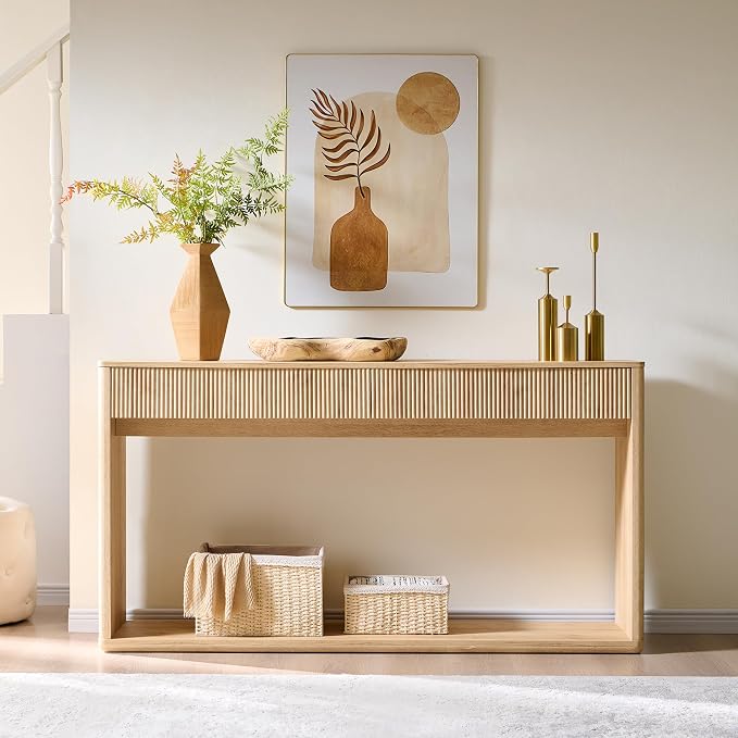 OKD 63" Fluted Console Table for Entryway, Modern Entryway Table - Image 3