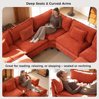 ELUCHANG 150" Oversized V-Shaped Cloud Couch Modular Sectional Sofa - Image 7