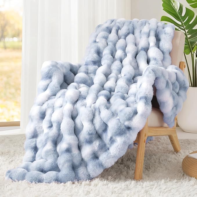 Luxury 1000GSM Rabbit Faux Fur Blanket, Super Heavy Warm Cozy Brown Blankets - Image 7