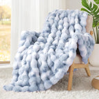 Luxury 1000GSM Faux Rabbit Fur Throw Blanket, Super Heavy Warm Cozy Grey - Image 7