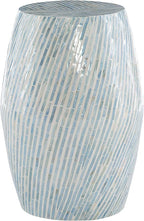 Linon Tylin Ivory and Blue Capiz Drum Accent Table - Image 4