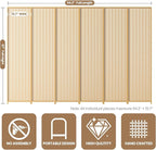 6 Panel Room Divider and Extra Wide Folding Privacy Screen, 94.5" W x 67" H - Image 2