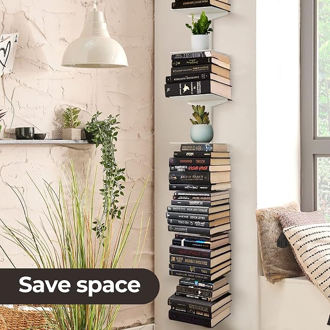 Floating Book Shelves for Wall, 2 Tier Invisible Floating Bookshelf, Vertical - Image 6