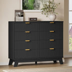 BORNOON Fluted 8 Drawer Tall Dresser, 47.2" Wide Modern Boho Chest of Drawers by BORNOON