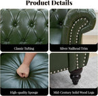 LEVNARY Chesterfield Armchair, Tufted Leather Accent Chair, Mid-Century Modern - Image 5