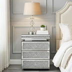 Modern Glam Glass Mirror Nightstand, 3-Drawer Luxury Mirrored Accent Table - Image 6