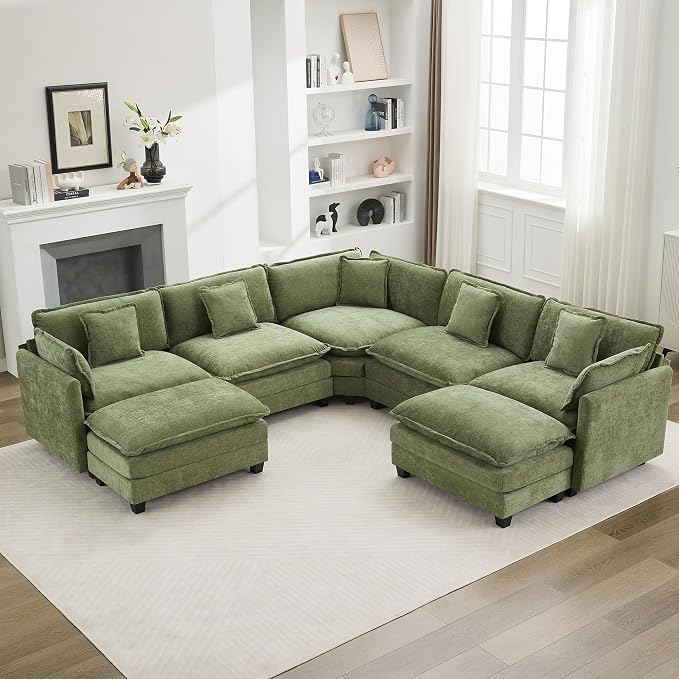 113'' V Shaped Cloud Sectional Sofa, Oversized Deep Seat Couches by WUTUTUEE