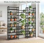 Homykic Bamboo Bookshelf, 71” Tall Triple Wide Bookcase - Image 6