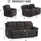 Betsy Furniture Modern Fabric Recliner Sofa Set, Loveseat w/Console, Recliner - Image 2