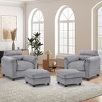 HAOMARKETS Corduroy 4-Piece Sofa Set, Upholstered Ottoman Set of 2 and Accent - Image 6