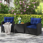 HAPPYGRILL 3 Pieces Wicker Patio Conversation Set, PE Rattan Bistro Sofa Set - Image 2