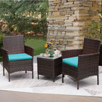 Greesum 3 Pieces Patio Furniture Sets Outdoor PE Rattan Wicker Chairs - Image 3