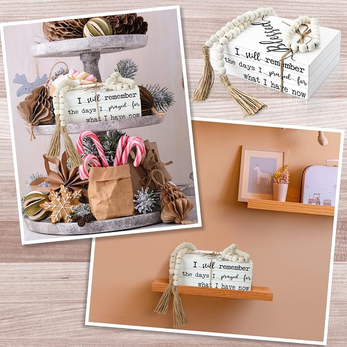 Pinkunn 4 Pcs Wooden Book Stack Decor - Image 7