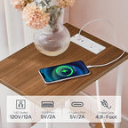 HOOBRO Side Table with Charging Station, End Table with USB Port and Outlets - Image 7