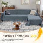 2 Pieces Sectional Couch Covers L Shaped Cover XL Dusty Blue | Thick Washable - Image 3