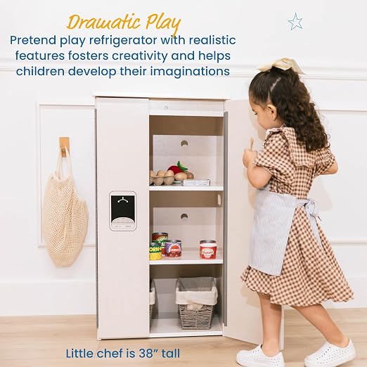 ECR4Kids Wooden Pretend Play Kitchen Refrigerator - Image 4