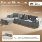 138" Oversized Cloud Sectional Couch, Comfort L Shaped Boneless Couch - Image 2