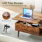 OLIXIS Wooden Coffee Table, Lift Top Coffee Table - Image 4