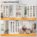 Locking Display Cabinet with Glass Door, 71”H Metal Curio Cabinets with - Image 8