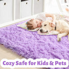 Amdrebio Purple Furry Shag Area Rug 5x8 - Image 2