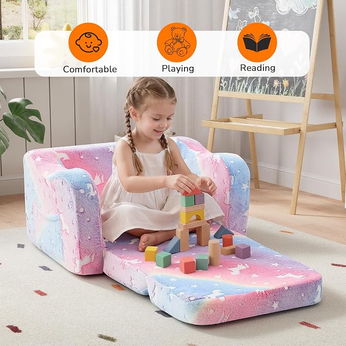 MeMoreCool Glowing Rainbow Unicorn Kids Chair - Image 3