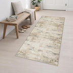 3x8 Washable Runner Rug：Modern Abstract Soft Carpet Beige Brown | - Image 3