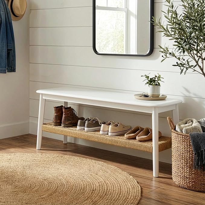 Alaterre Furniture Calais 48 Inch Solid Wood Entryway Bench - Image 2