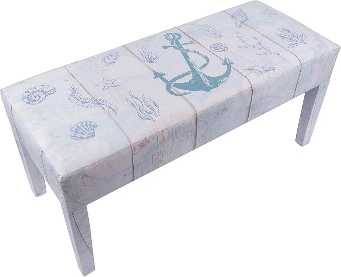 Indoor Coastal Bench Faux Leather Anchor Design - Image 8