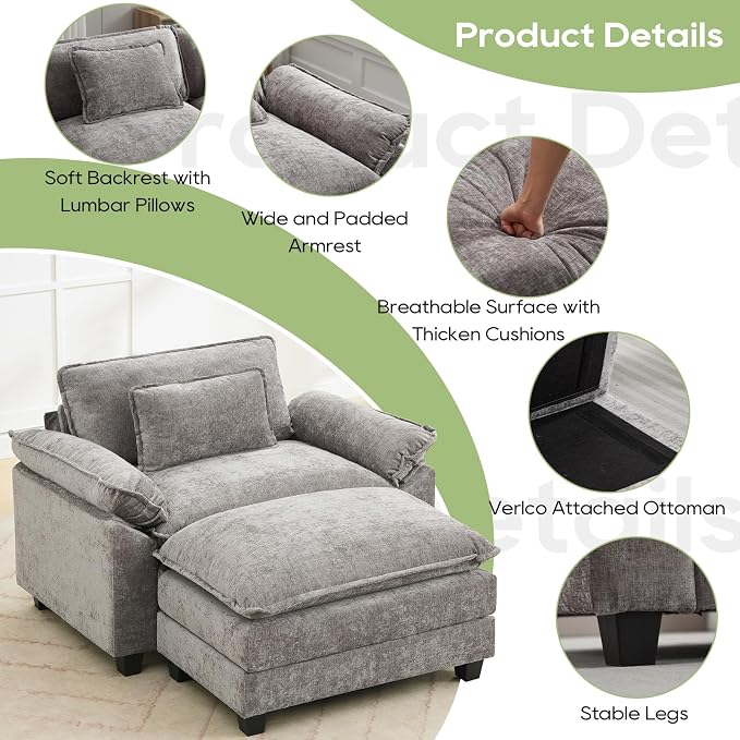 Oprisen 53" Modular Sectional Sofa, Comfy Cloud Couch Sectional Sofa - Image 6