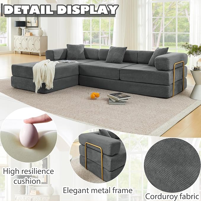 HANXIN 108" Modular Sectional Sofa, Futon Convertible Sofa Bed, Oversized - Image 5