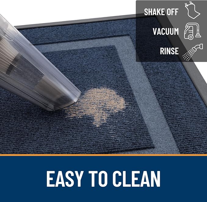 OLANLY Front Door Mat Outside 35x23, All-Season Heavy-Duty Rubber Doormat | Blue - Image 6