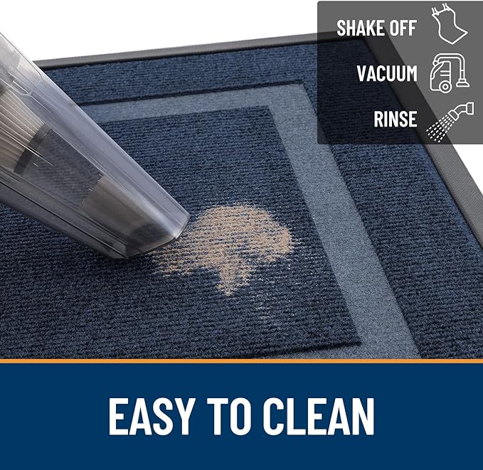 OLANLY Front Door Mat Outside 47x17, All-Season Heavy-Duty Rubber Doormat | Blue - Image 6