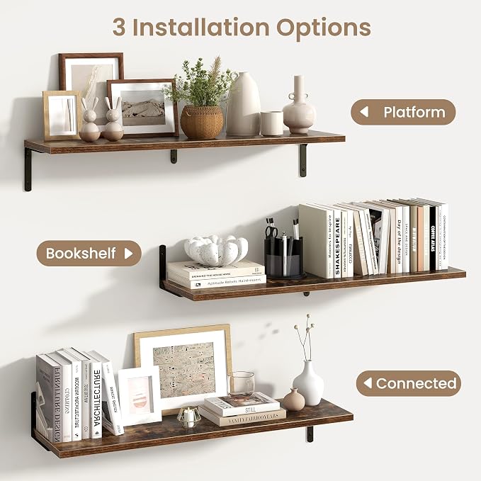 Fun Memories Deep Floating Shelves, 36W x 8D Floating Shelves Set of 2 - Image 5