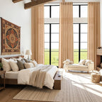 Camel Linen Curtains for Living Room Extra Long 132 Inches Long Back Tab Light - Image 7