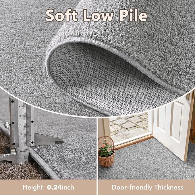 2x8 Grey Runner Rug Washable Non-Slip Soft - Image 4