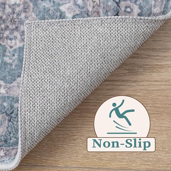 SERISSA 8x10 Washable Non Slip Floral Boho Area Rug - Image 3