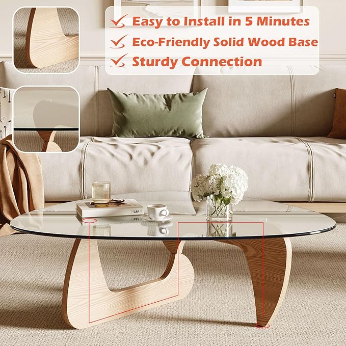 Modern Coffee Table for Living Room and Small Spaces, 43.3" x 29.5" x 15.8" - Image 5