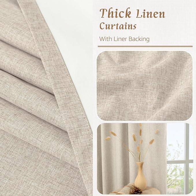 Linen 100% Blackout Window Curtains - Image 8