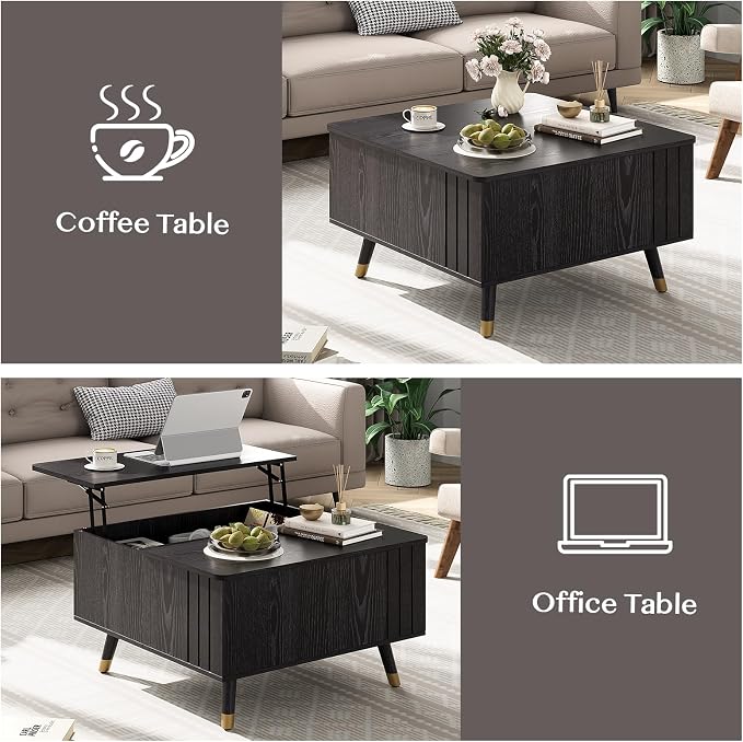 JOINICE Black Lift Top Coffee Table - Image 6