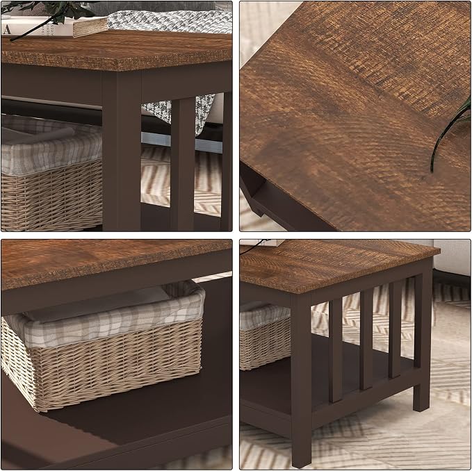 ChooChoo Farmhouse Coffee Table, Espresso Living Room Table - Image 5
