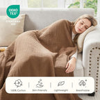 EMME Muslin Blankets for Adults Brown Small Blanket 40" x 50" | Throw Blanket - Image 2