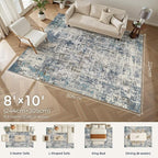 DMOYEST Area Rug Living Room Rugs 8x10 Washable Abstract Carpet | Neutral - Image 2