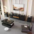 4-Piece Modern Living Room Table Set, Includes High Gloss 70" Fireplace TV Stand - Image 3