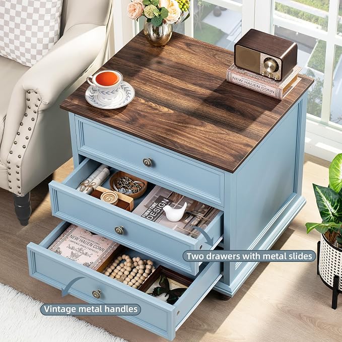 Joaxswe 24" Wide Farmhouse Night Stand, Large End Table - Image 4