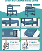 SERWALL HDPE Dining Set for 8: 2 Umbrella Hole Tables + 8 Chairs. Includes 8 - Image 6