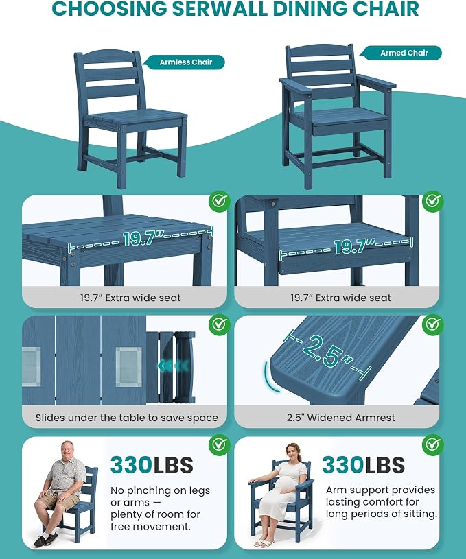 SERWALL HDPE Dining Set for 10 – 2 Tables, 8 Armless + 2 Armchairs. Includes 10 - Image 6