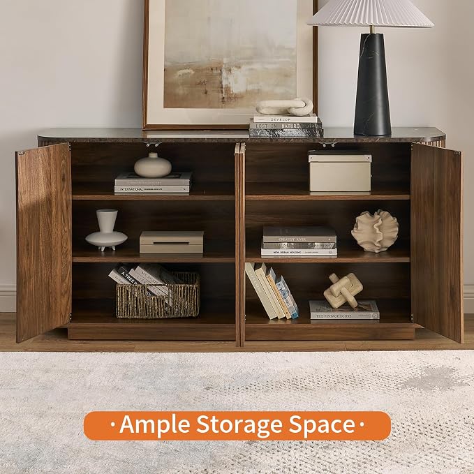 LKTART 64" Buffet Cabinet with Storage, Modern Fluted Accent Sideboard with - Image 8