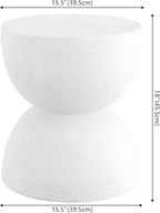 JONATHAN Y Greta Hourglass 18" White Frosted Outdoor Side Table and Stool - Image 2