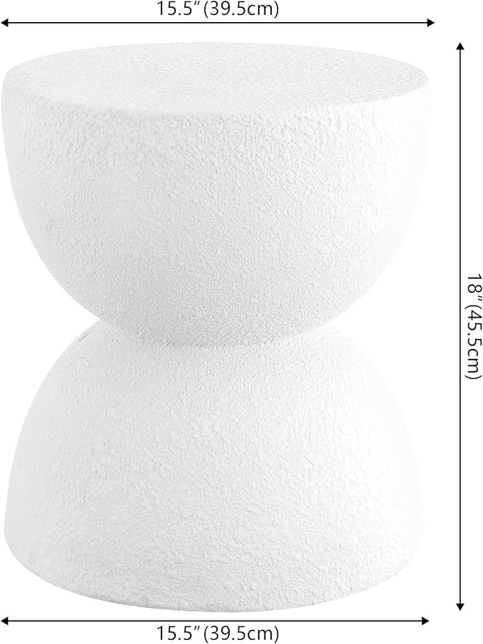 JONATHAN Y Greta Hourglass 18" White Frosted Outdoor Side Table and Stool - Image 2