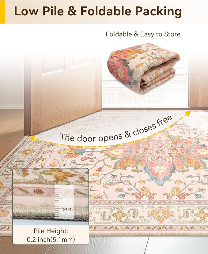 RELEANY Washable Area Rug, Square 4'x4', Water Repellent, Pet Friendly - Image 4